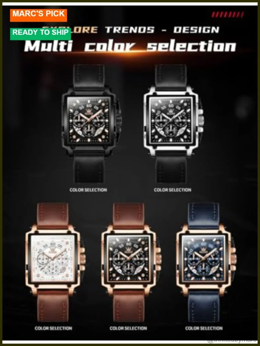 Multifunctional Chronograph Leather Watch with Luminous Hands 3ATM Waterproof